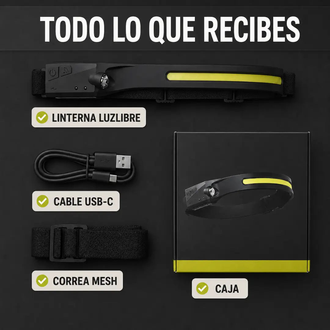 LuzLibre™ - linterna de cabeza con sensor de movimiento