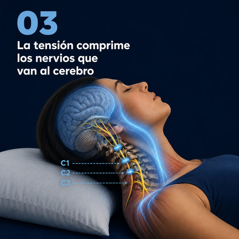 La tensión comprime los nervios que van al cerebro