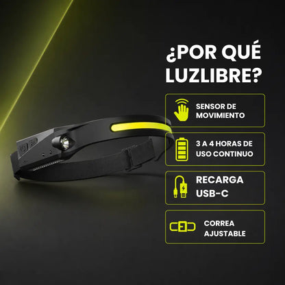 LuzLibre™ - linterna de cabeza con sensor de movimiento