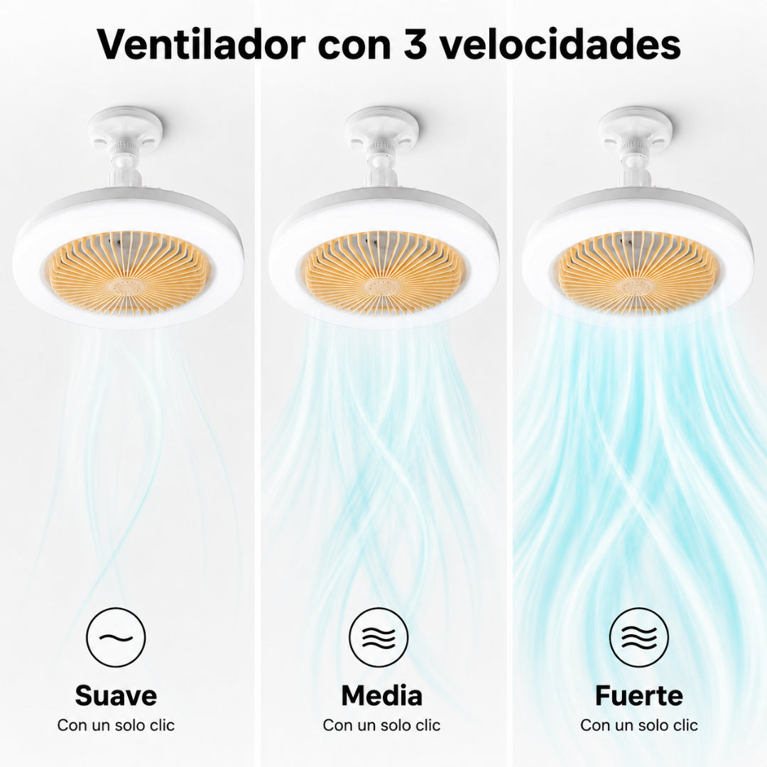 Ventilador con 3 velocidades: suave, media y fuerte con un solo clic