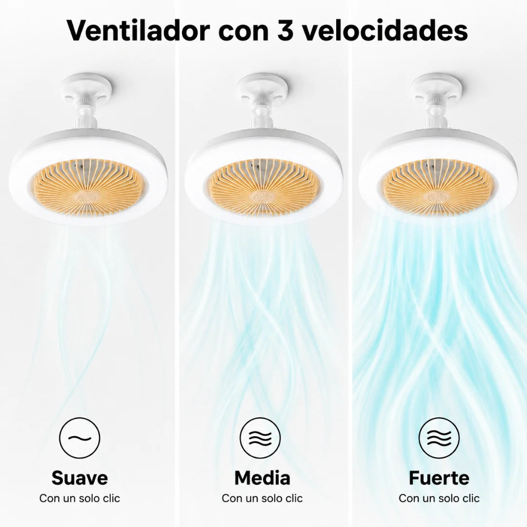 Ventilador con 3 velocidades: suave, media y fuerte con un solo clic