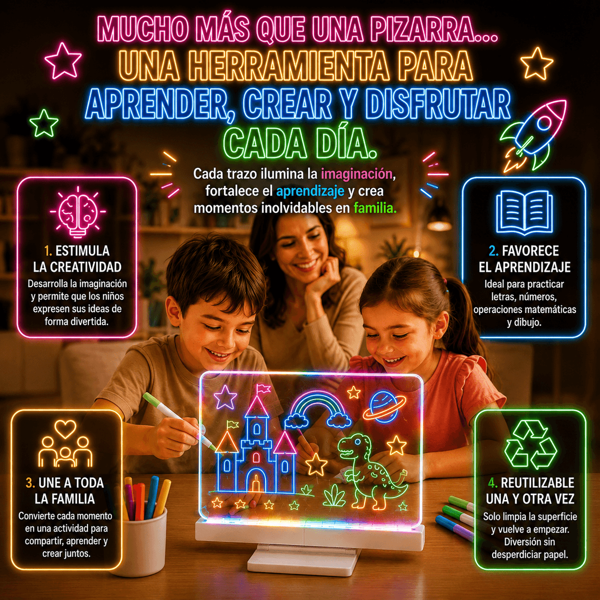 Pizarra Led 20x30 GlowSketch - Horas de diversión sin pantallas . Oferta 2 X 1