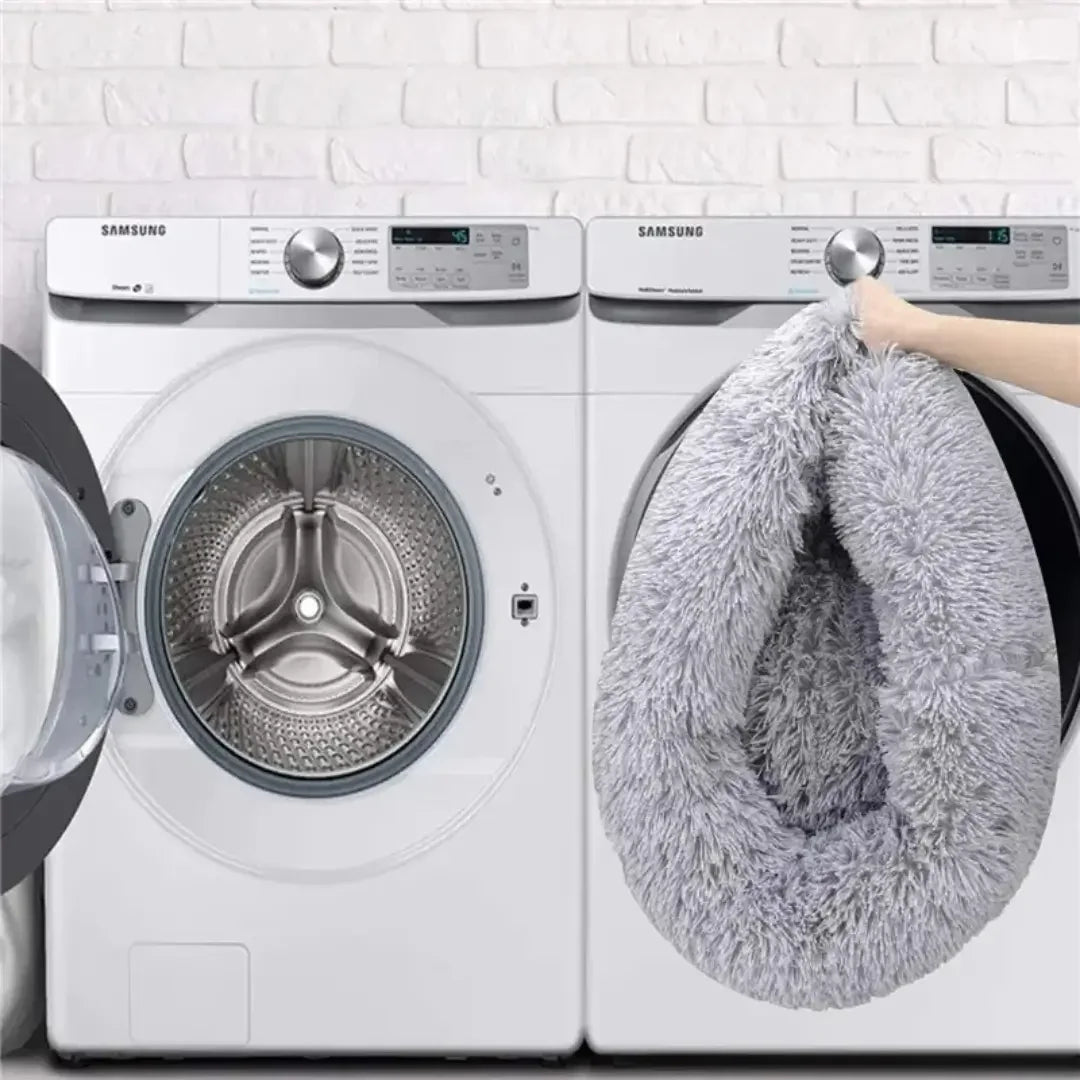 Cama redonda de felpa